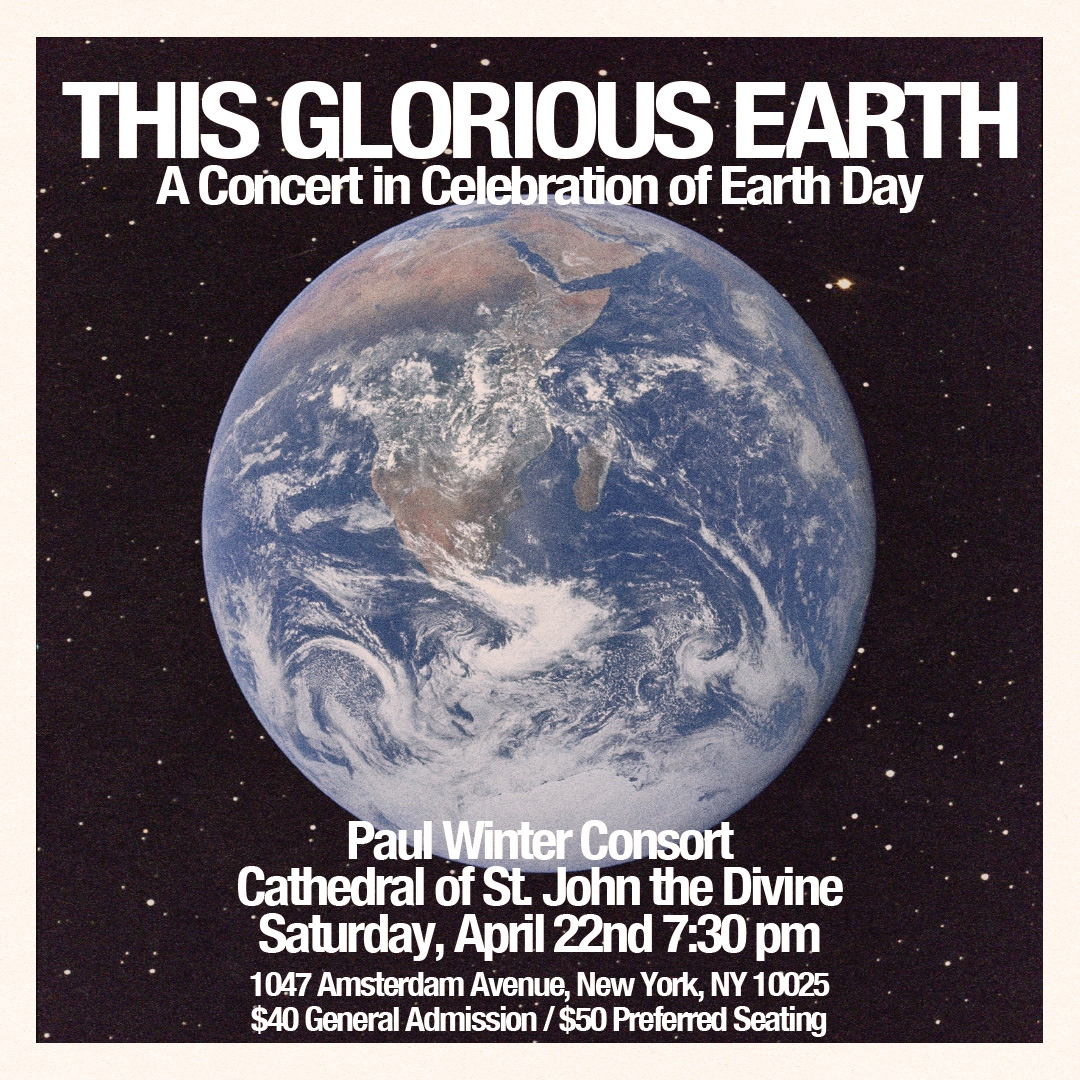 PaulWinterMusic's tweet photo. Don't miss out on our Earth Day concert tomorrow at the Cathedral of St. John the Divine. Join the Paul Winter Consort in celebrating the land, the sea, and the creatures and cultures of the whole Earth. 
https://t.co/OVQJ6nPDoA https://t.co/Dj8k8OUFtj