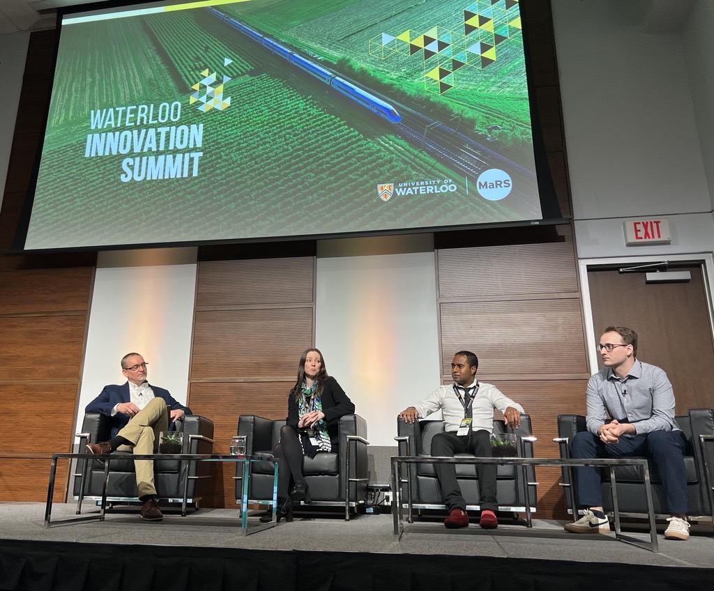UWaterloo's tweet photo. EVs are being heralded as the “future of the automotive industry.” Tyler Hamilton (@maRSDD), Yverick Pascal Rangom (@UWaterloo), Zak Lefevre (@chargelab), and Mabel Fulford (@peakpower_inc) discuss EVs and the promise and practicalities of mass adoption | #UWaterlooSummit https://t.co/tbHKNJxVml