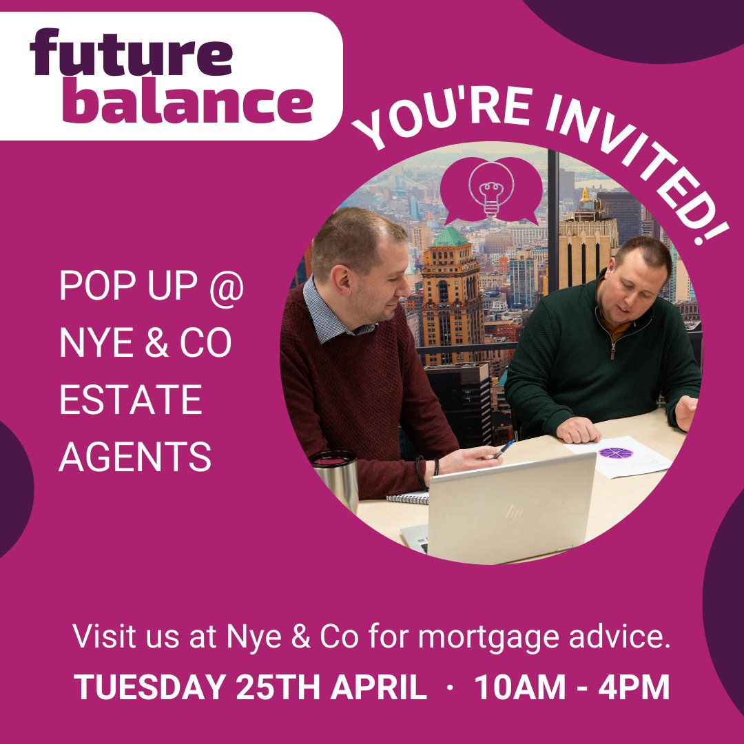 It's almost time for our Future Balance pop up at Nye &amp; Co! On the 25th of April from 10am-4pm, we will be there to help with any advice you might need around #mortgages in the current market.

Nye &amp; Co
114 High Street
Hungerford
RG17 0LU

👉 futurebalance.co.uk