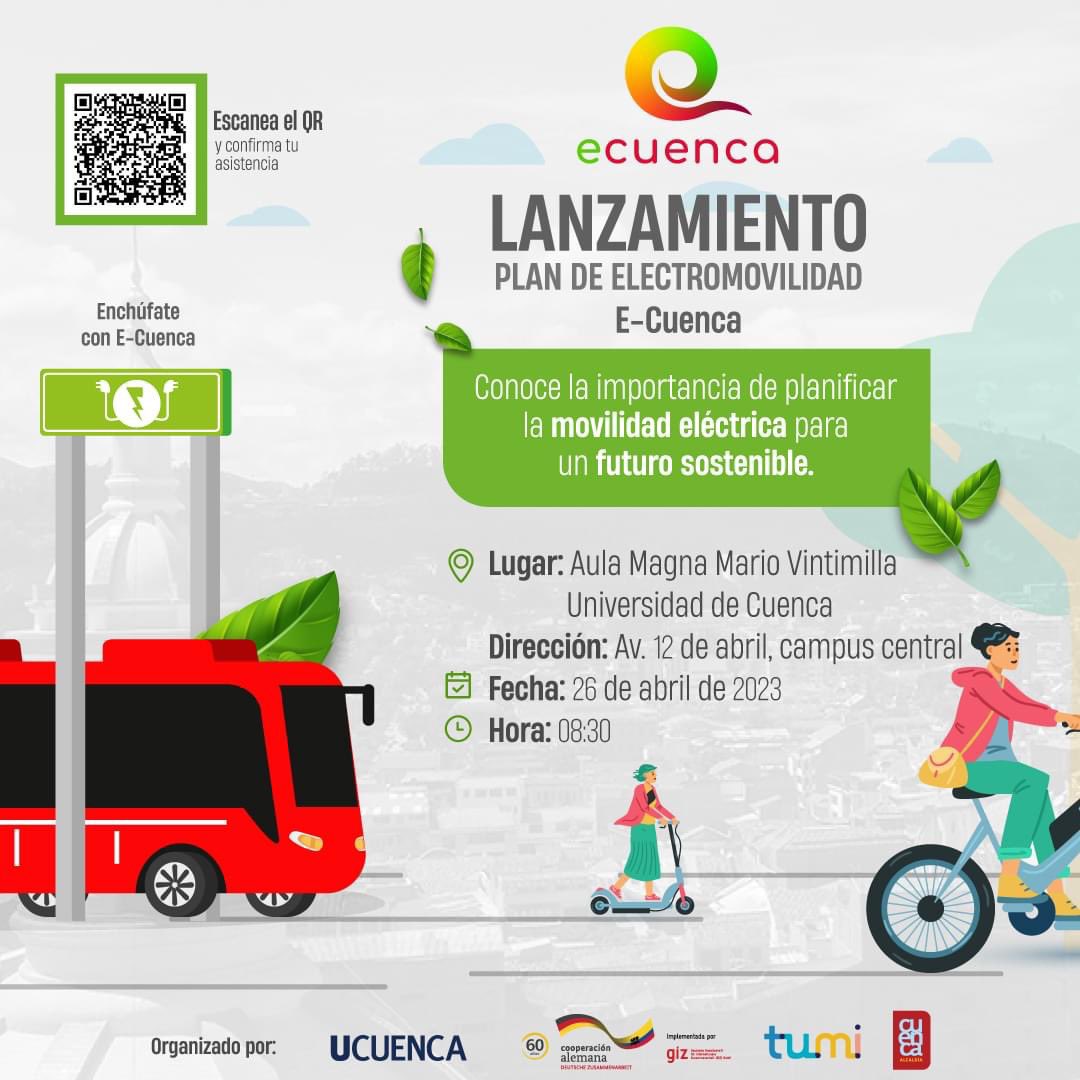 pedropalaciosu's tweet photo. 🎉👀📢 ¡Te traemos una maravillosa noticia! 

El lanzamiento del Plan de Electromovilidad de E Cuenca es oficial y queremos que estés presente 🙌

#ECuenca #electromovilidad #Cuenca #Ecuador #MovilidadSustentable #Ecomovilidad  #CuencaElectroSostenible #Cuencaesmomentodebrillar https://t.co/EnntJcBjGW