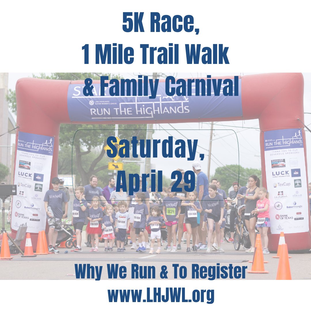 Advocate_LH's tweet photo. #RunTheHighlands is coming up on April 29! Register now for the walk/run & family carnival! Use the code "RTHFRIENDSANDFAM5" for $5 off your registration! Visit https://t.co/rcBet2cGRS for more information & to purchase your tickets!
#LakeHighlandsAdvocate #AdvocateMedia #LHJWL https://t.co/IVIxvzXsLH
