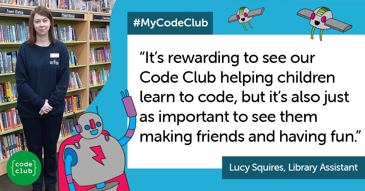 CodeClub's tweet image. Meet Lucy, a Library Assistant at Stourbridge Library, in the West Midlands. Lucy has been running her Code Club for over two years.
@dudleylibraries #MyCodeClub #MyCodingStory
