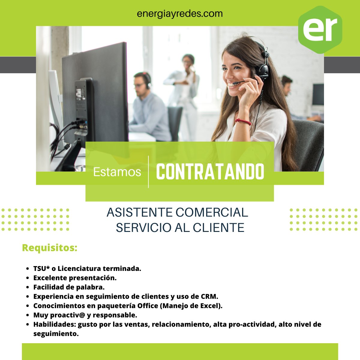 energiayredes's tweet photo. ESTAMOS CONTRATANDO
A ti que te apasiona el servicio al cliente , te invitamos a colaborar mediante plataformas tecnologías como E-Commerce, CRM, Internet de las cosas (loT)
#contratando #asistentecomercial #hiring #ecommerce #empresa #estamoscontratando https://t.co/334hNmjGDc