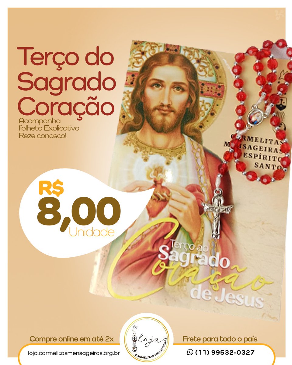 CMensageiras's tweet photo. Você reza conosco o Terço ao Sagrado Coração de Jesus? 🫵🏻
E não tem o Terço? 🤔
Não tem o folheto de como rezar?
Adquire agora na nossa Loja Carmelitas Mensageiras! 
Reze conosco esse Terço, hoje, às 18h30! 😊🙏🏻
#loja #Terço #sagradocoracao #Jesus #coracaodejesus #carmelitas https://t.co/aPyGXTwelT