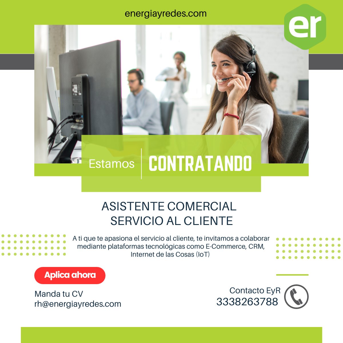 energiayredes's tweet photo. ESTAMOS CONTRATANDO
A ti que te apasiona el servicio al cliente , te invitamos a colaborar mediante plataformas tecnologías como E-Commerce, CRM, Internet de las cosas (loT)
#contratando #asistentecomercial #hiring #ecommerce #empresa #estamoscontratando https://t.co/334hNmjGDc