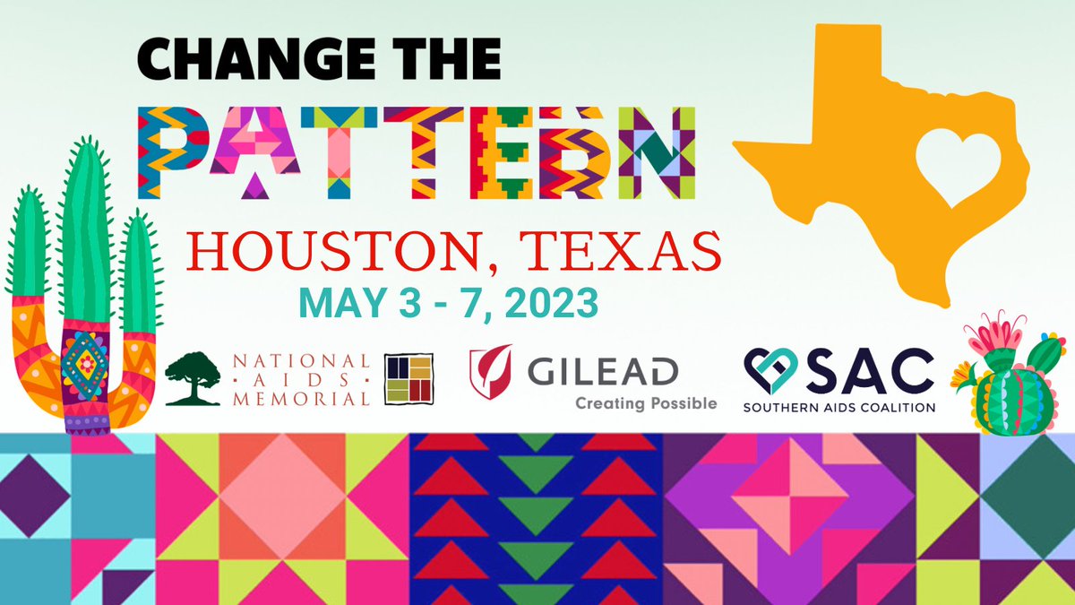 Southern AIDS Coalition (@southernaidsco) on Twitter photo See newly made panels of the AIDS Quilt made in Texas, celebrating the lives of local brothers and sisters we’ve lost to AIDS. Let’s Change the Pattern by sharing their stories! May 3-7, Houston. Changethepattern.org #ChangeThePattern
<a href="/aids_memorial/">National AIDS Memorial</a> <a href="/GileadSciences/">Gilead Sciences</a> See newly made panels of the AIDS Quilt made in Texas, celebrating the lives of local brothers and sisters we’ve lost to AIDS. Let’s Change the Pattern by sharing their stories! May 3-7, Houston. Changethepattern.org #ChangeThePattern
<a href="/aids_memorial/">National AIDS Memorial</a> <a href="/GileadSciences/">Gilead Sciences</a>