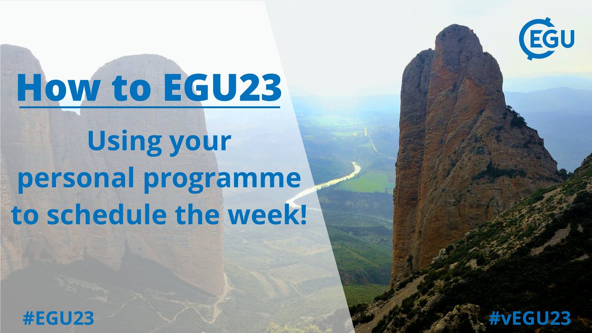 The #EGU23 Personal Programme is now live! To answer any questions that you may have about it, check out our recent post on #EGUblogs explaining all about what scheduling means for you, balancing your week and the programme.

Read more: egu.eu/1VUNIZ/ #vEGU23
