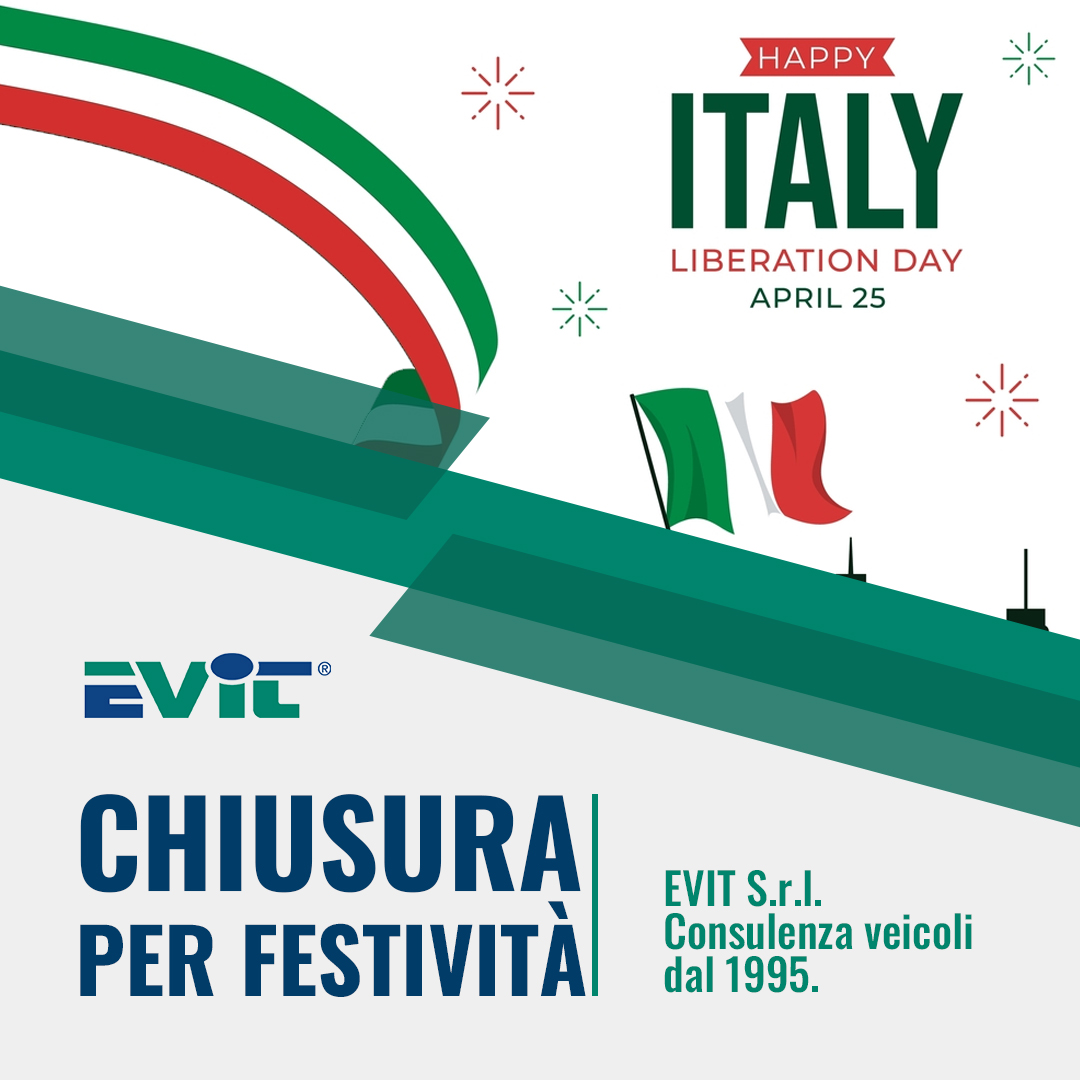 EvitSrl's tweet photo. Festa della Liberazione! Vi informiamo che i nostri uffici rimarranno chiusi dal 22 al 25 Aprile, in occasione della celebrazione nazionale. Torniamo operativi e pronti ad assistervi dal 26 Aprile. Buona festa!

#festadellaliberazione #libertà #25aprile #democrazia https://t.co/lmoarCrXAn
