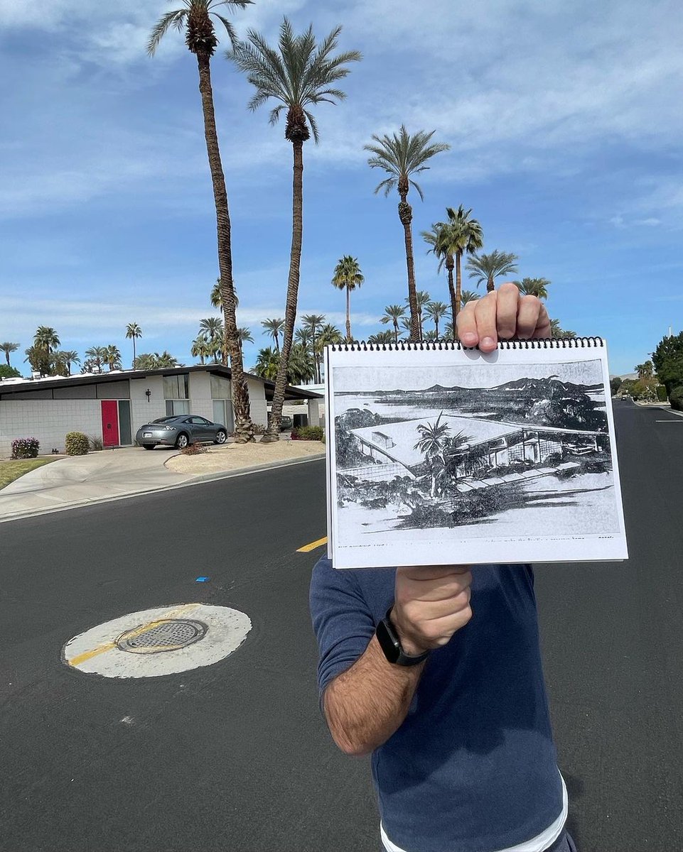 ModernismWeek's tweet photo. Taking it back to this fascinating tour of the Tamarisk neighborhood in Rancho Mirage during Modernism Week. Inspiration was everywhere, and our #PSModSquad @annedereaux couldn't have said it any better:
"Took the Tamarisk walking tour with @preservationmirage x @modernism_week, https://t.co/D8QBs93Zgo