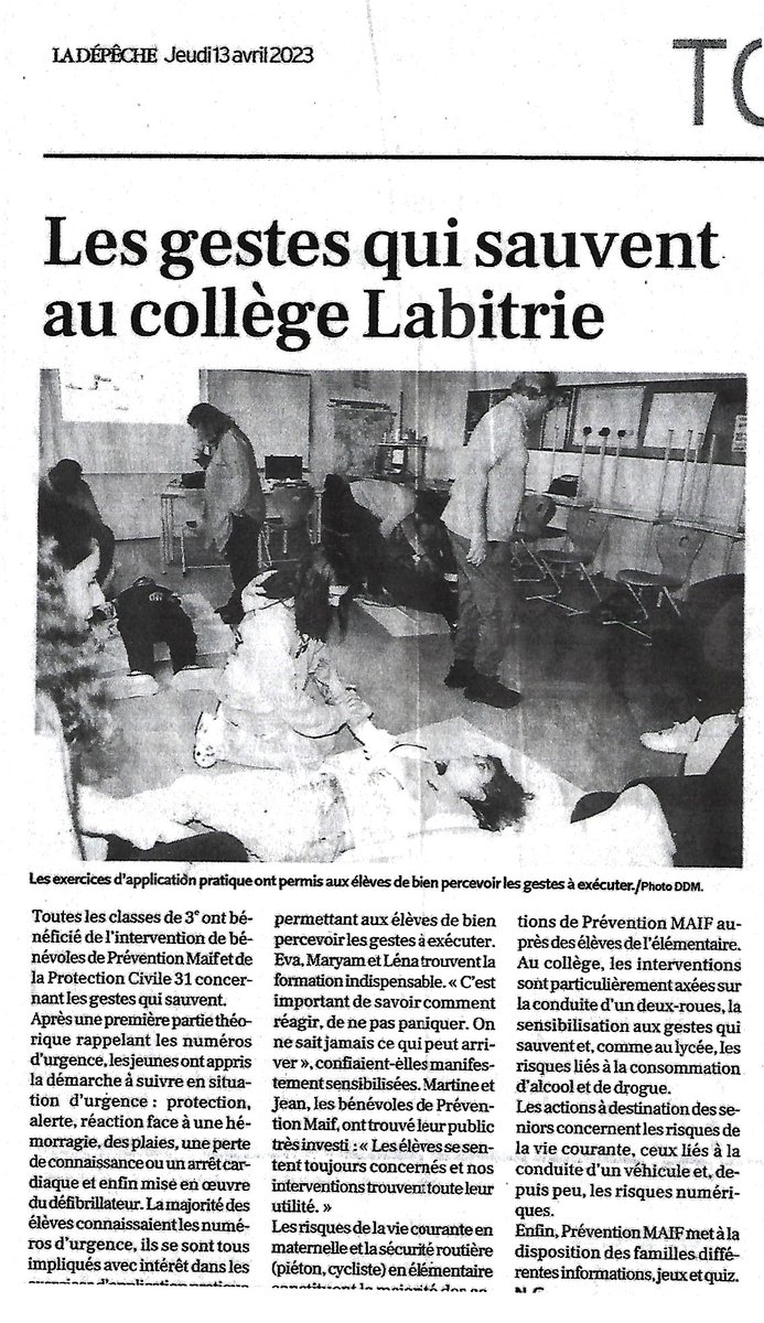 JeanBouscat's tweet photo. @Prevention_MAIF
 au collège Labitrie de Toulouse pour les GQS https://t.co/NnVl4xkHTR