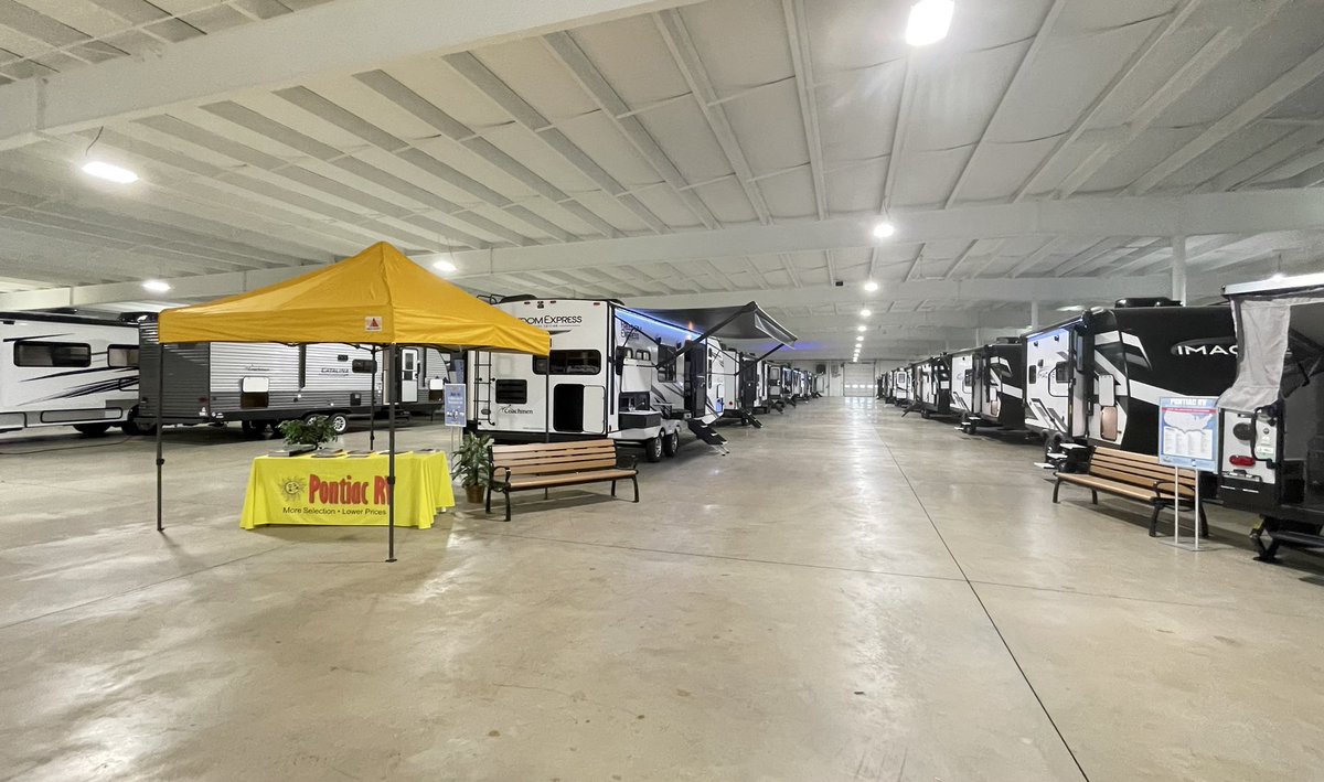 PontiacRV's tweet photo. Our Spring RV Sale is Happening Now! 100s of New and Pre-Owned RVs marked down just in time for camping season!  #pontiacrv #campinglife https://t.co/D8m2AyBIqI
