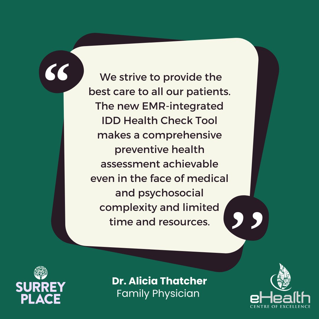 Family physicians play a key role in the person-centered care of adults with intellectual and developmental disabilities. Check out the new EMR-based IDD Health Check tool that helps you further support patients with IDD. <a href="/SurreyPlaceON/">Surrey Place</a> <a href="/eHealthCE/">Amplify Care (formerly eHealthCE)</a> ddprimarycare.surreyplace.ca/tools-2/genera…