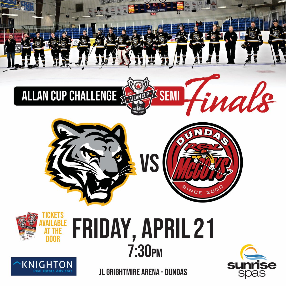 SCTigershockey's tweet photo. Semi finals in a packed Grightmire arena in Dundas. Going to be a great Friday night. Tickets available at the door. Be sure to get there early and cheer on your Steelers. #Hamilton https://t.co/pL48g2INGO