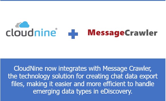 Cloud9Discovery's tweet photo. Interested in finding out how to deal with emerging data types like MS Teams and Bloomberg efficiently in #eDiscovery? 

Read on to find out more about our integration with Message Crawler from @Hashtaglegal. https://t.co/pf9iWXk8ti https://t.co/7UBHVDdrAN