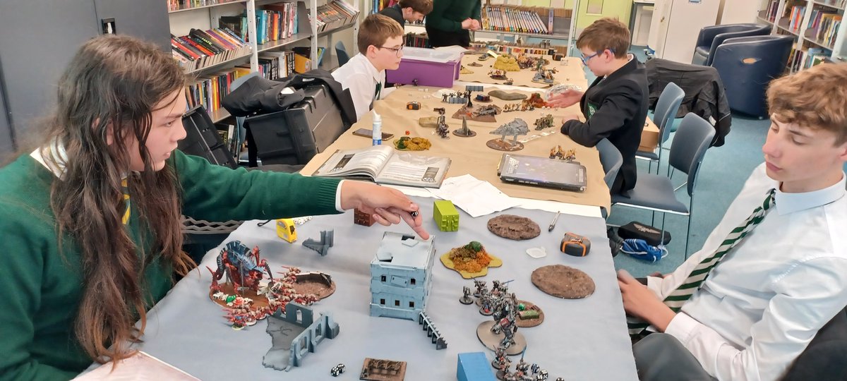 Elmgreenlibrary's tweet photo. Friday night is @warhammer night in the library here at The Elmgreen School; getting ready for the School's Alliance event in June. https://t.co/TX64qefMtL