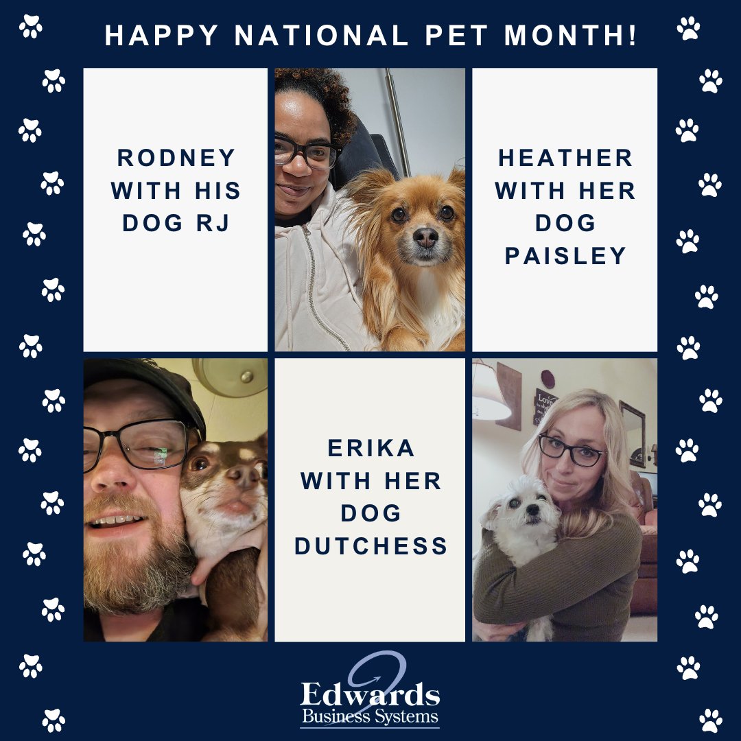 Happy National Pet Month!

We LOVE our pets here at Edwards Business Systems!  Here are a few of our employees with their pets.

#nationalpetmonth #petmonth #edwardsbusinesssystems