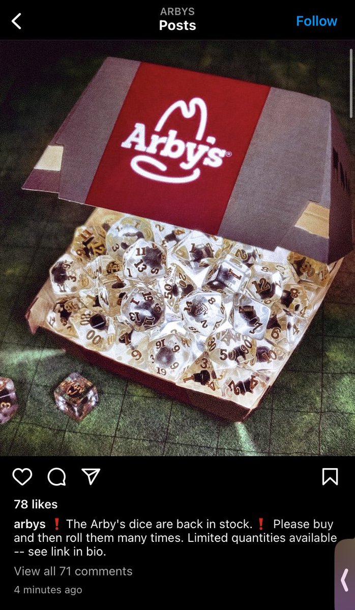 arbys D&amp;D dice sold out within the first 5 minutes of release