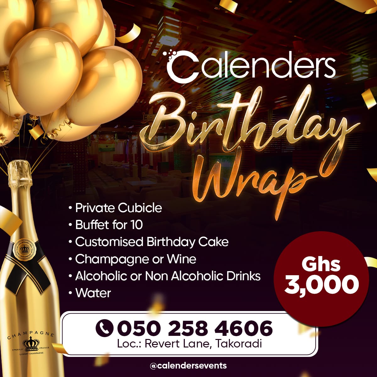 CalendersEvents's tweet photo. Celebrate your birthday in a grand style. We've got the best packages and treats for how you like it. Talk to us today.
#CalendersBarNLounge
#Explore
#Party
#CalendersEvents
#Takoradi https://t.co/LALtfBWPCv