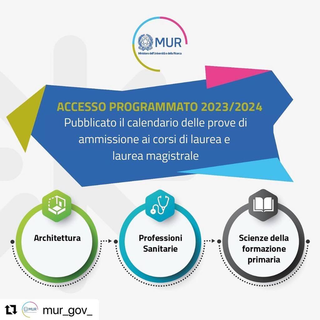 #Repost <a href="/mur_gov_/">Ministero dell'Università e della Ricerca</a> with <a href="/use/">Roslyn K.</a>.repost
・・・
#università, Accesso Programmato 2023/2024 
Pubblicati i calendari delle prove per accedere ad #architettura, #professionisanitarie e #scienzedellaformazioneprimaria 

Le modalità e i contenuti delle prove di ammissione e il numero di p…