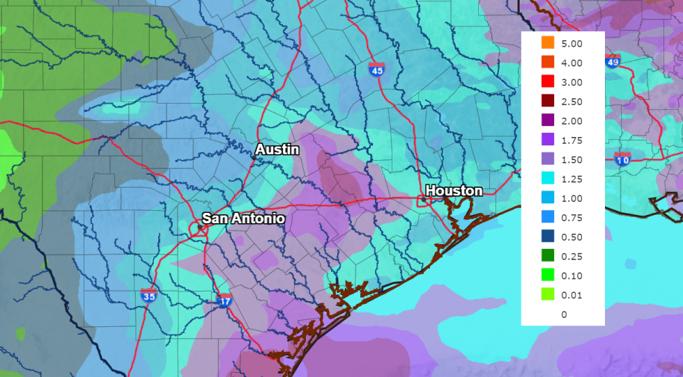 LCRA's tweet photo. Mostly sunny weather is forecast through Saturday afternoon. Rain and storms will return on Sunday with periods of rain continuing through late next week. Read the full weather update from @BobRoseTX here: https://t.co/xVXurs9y7F

#CTXWX #TXWX #ATXWX https://t.co/GtYFrchXZG