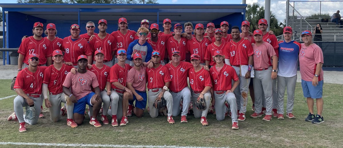 GoCFBaseball's tweet photo. These #Pats are the Mid Florida Conference Champion! 45-3 (18-3) Back to Back Conference titles! These guys are pretty good. ❤️❤️ Will host regional May 5-7 in #PatLand https://t.co/nbbFJdceYI
