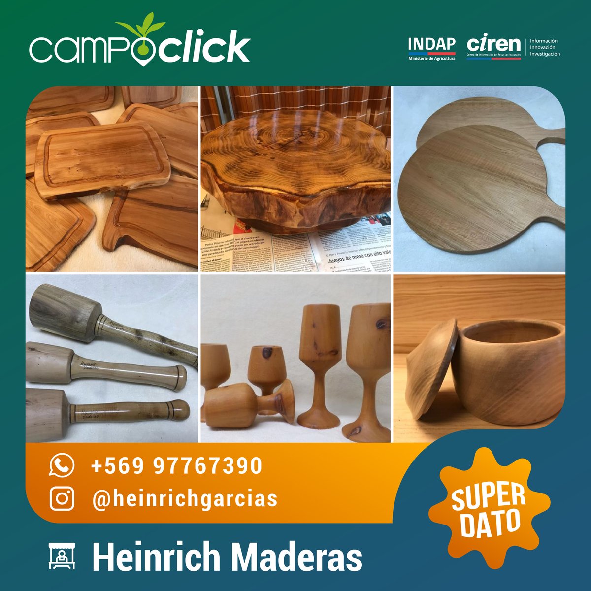 CIREN_CHILE's tweet photo. ¡Te traemos un #SuperDato! Conoce "Heinrich Maderas", emprendimiento dedicado a la transformación y restauración de muebles, además de tejidos con yute natural para restauración de sillas, bancas, taburetes, entre otros. https://t.co/48o4EwNiJP