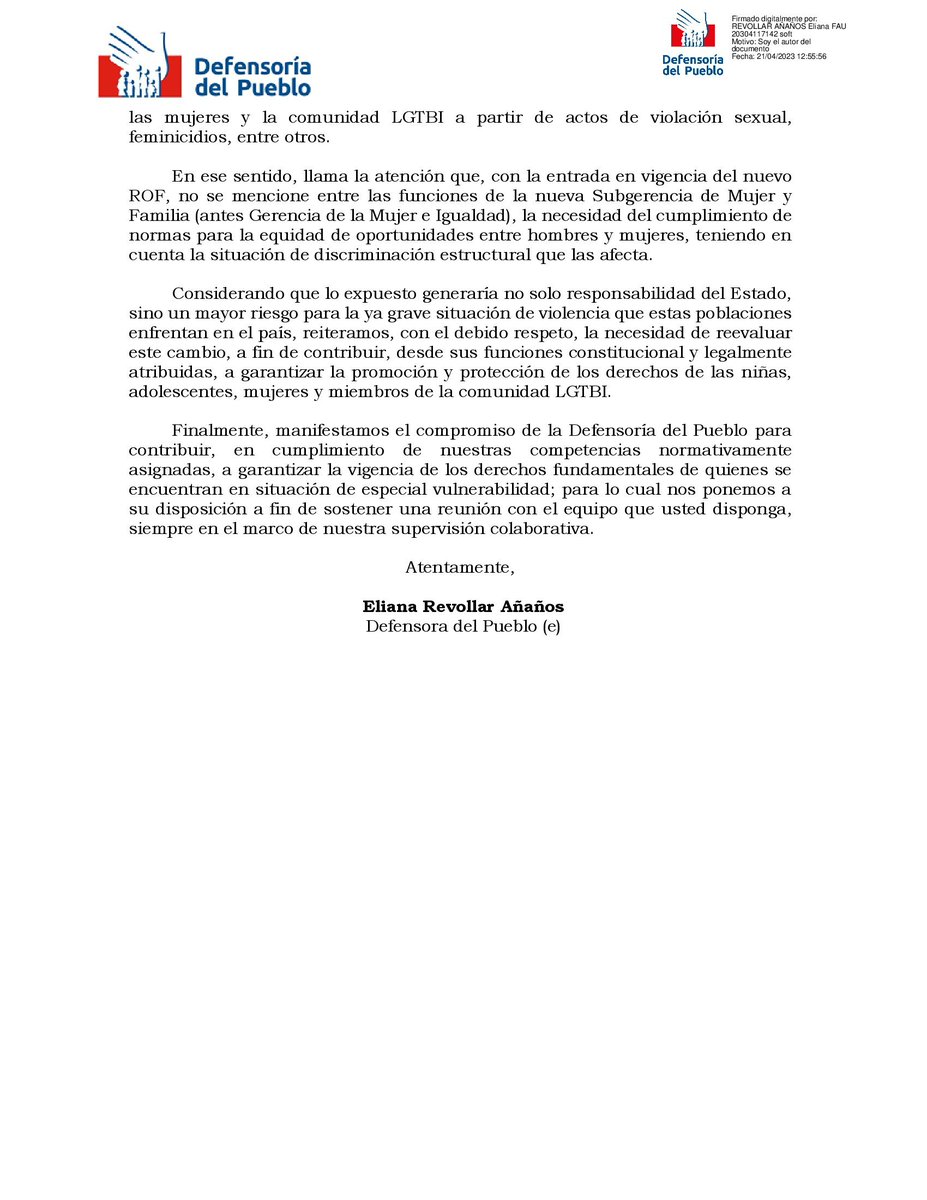Defensoría del Pueblo tweet media