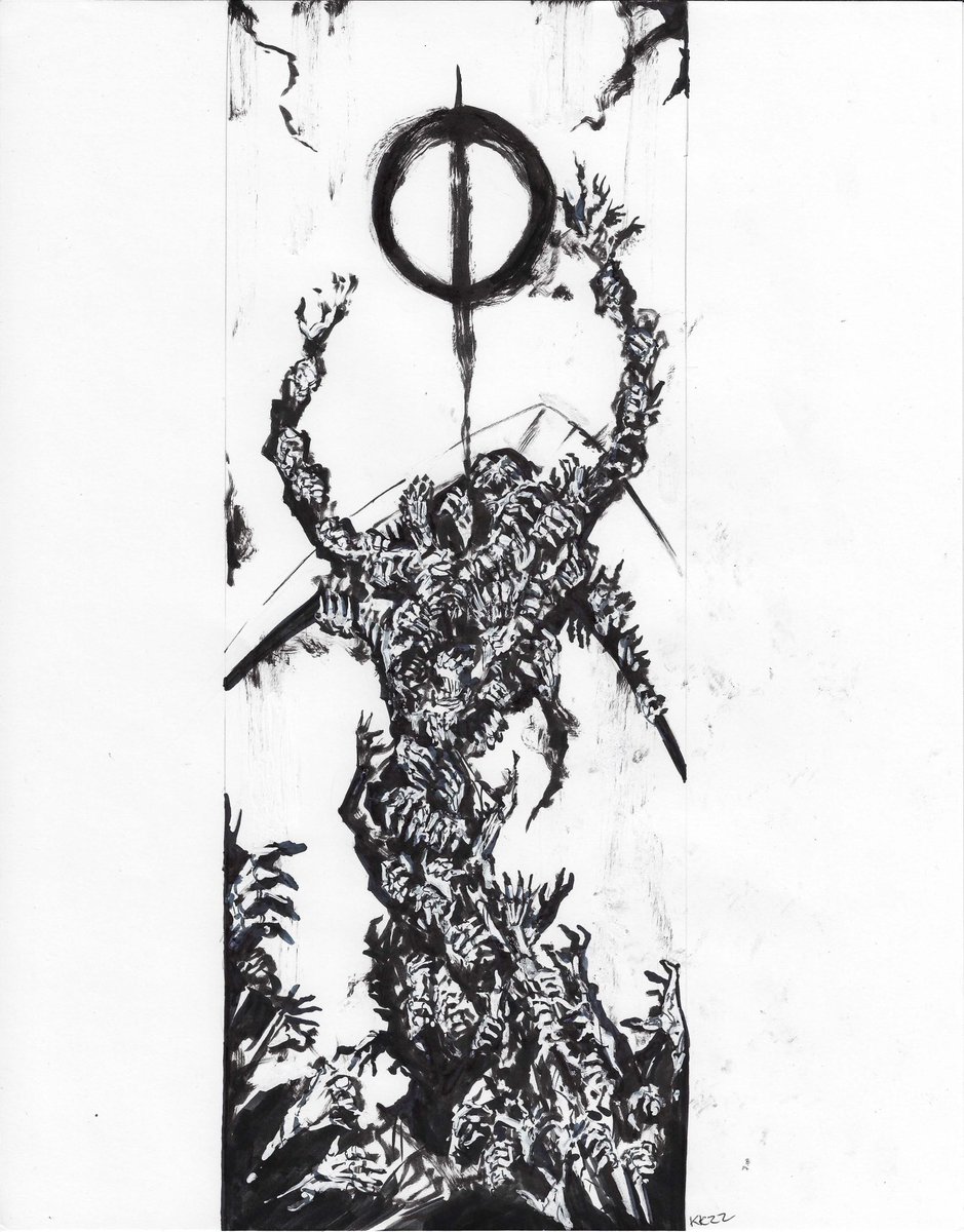 Original ink work for Glissa the Traitor, Elesh Norn and The Argent Etchings