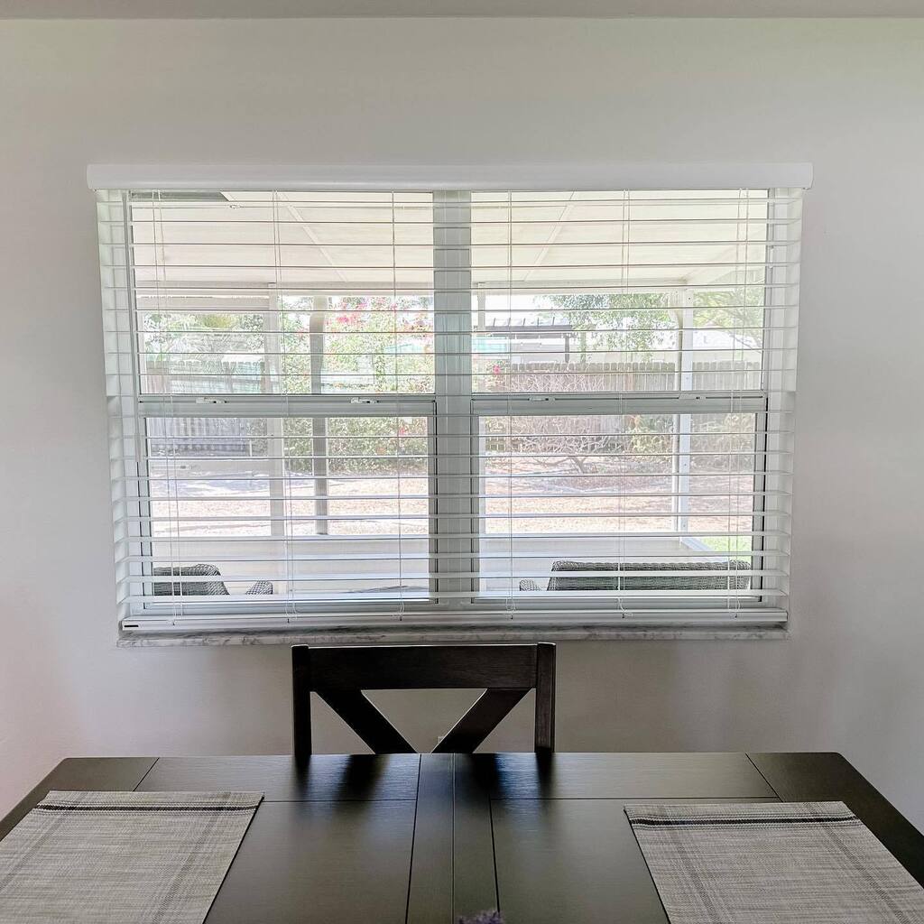 Happy Friday, St. Pete! Our install from today, cordless lift, faux wood blinds. Simple and budget friendly!