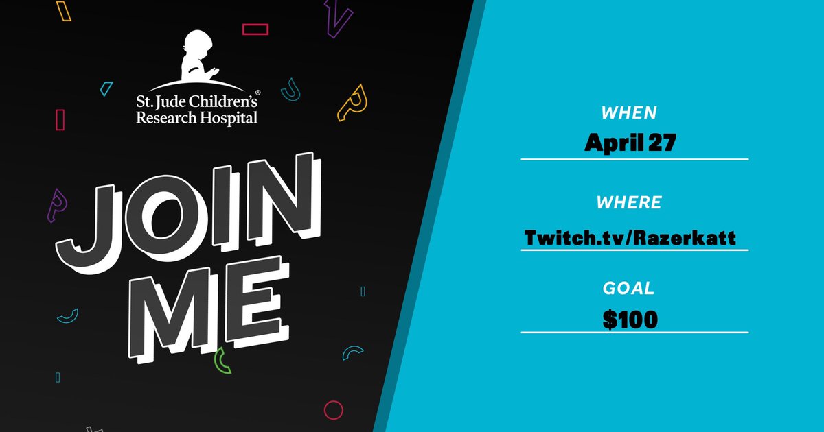 I have officially joined the St. Jude Play Live charity event starting April 27th to help childhood cancer. Join me for the kickoff stream on April 27th on twitch.