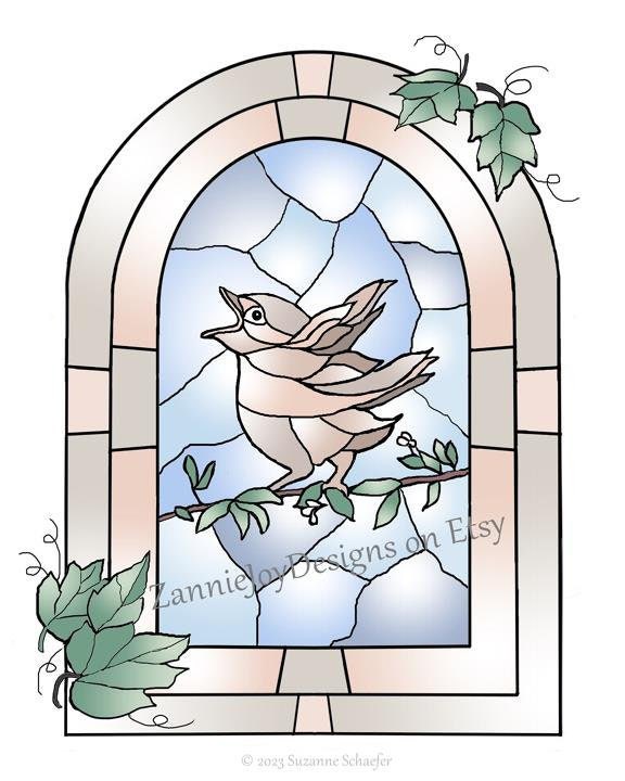 #stainedglassbird, #babybird, #download, #printablepattern, #pattern etsy.me/3AkMzm4