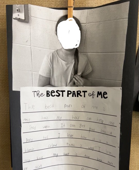 I love this writing project 🥰 It is so beautiful to see what each student chose as their favourite part of themselves and to see their reasoning ❤️