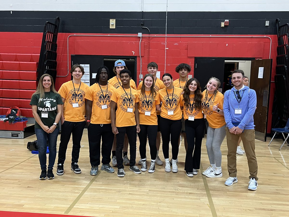 AliciaDWebber's tweet photo. Great day at Cheshire Excellence in Leadership Conference for this outstanding 11th grade group of future leaders. Coach Ferreira and I holding down the BReal tradition. @CoachJFerreira @FTMHSCounseling @MaloneySpartans https://t.co/0jOlTiMabW
