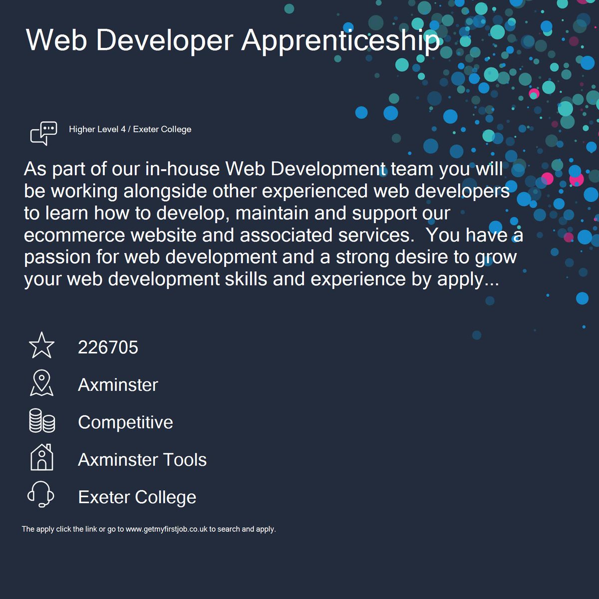 GetMyFirstJob's tweet photo. Want an #apprenticeship as a Web Developer #apprenticeship #Axminster? @GetMyFirstJob #ExeterCollege #AxminsterTools #job ๐ https://t.co/uKVKVre7Uw https://t.co/AP8VNTSKjK