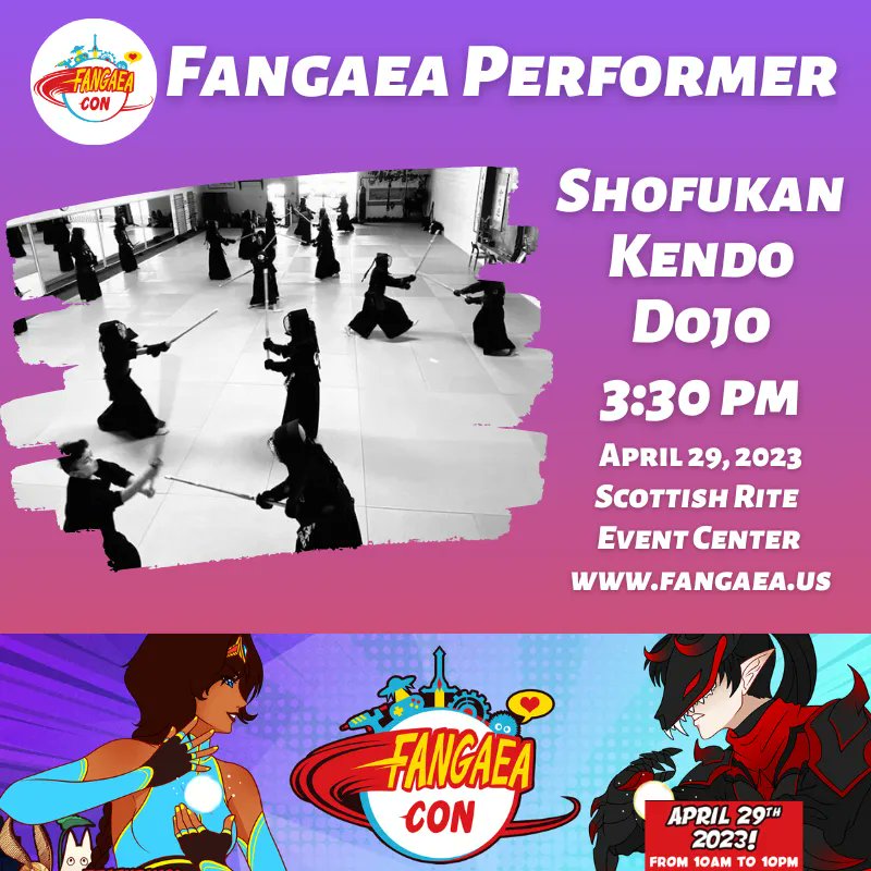 FangaeaCon's tweet photo. Its a focused Friday w/ featured performers Shofukan Kendo β©οΈ See their display of the art of kendo via the entertainment stage at Fangaea 2023 on Sat 4/29 π
#fangaea #fangaeacon #fangaea2023 #featuredperformer #performer #kendo #sdconvention #sandiegoconvention #sandiego https://t.co/LDwYTUJ6nz