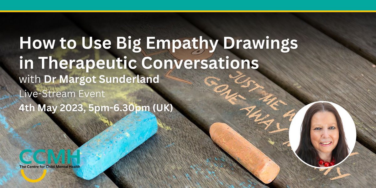 How to Use Big Empathy Drawings in Therapeutic Conversations with Traumatised Children and Young People - A live-stream evening lecture event presented by Dr Margot Sunderland. Thursday 4th May'23 | 5pm to 6.30pm | Reserve your place today for £20 - mailchi.mp/childmentalhea…