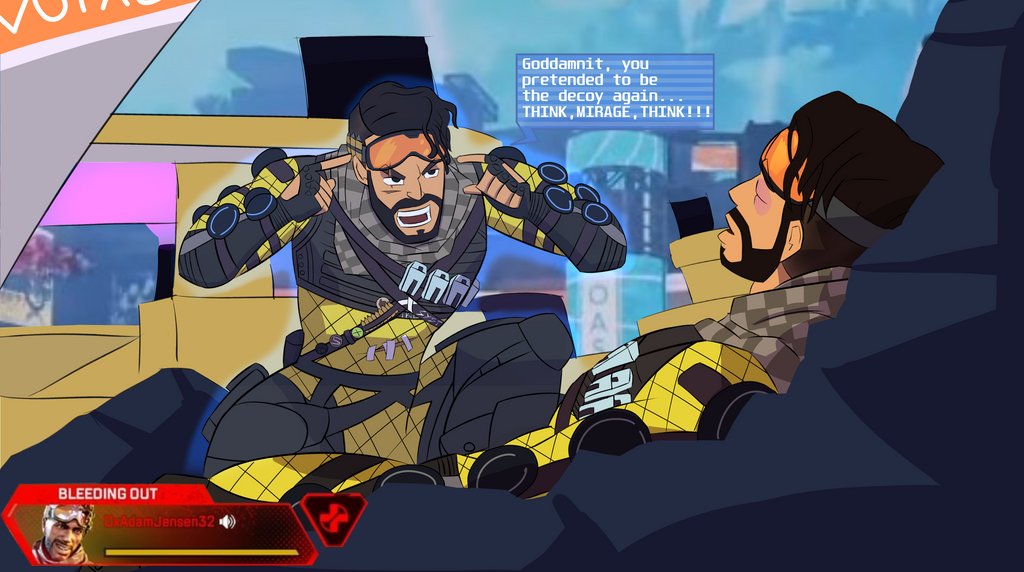 VengefulVT's tweet photo. we are bamboozling people and getting carried by @sienapeachvt & @eviltoaster its a mirage kinda day so im torturing everyone with clones lmao #apexlegends #brainrotday #myheadass #vtuberuprising #vtubers https://t.co/75wnSXKVTz