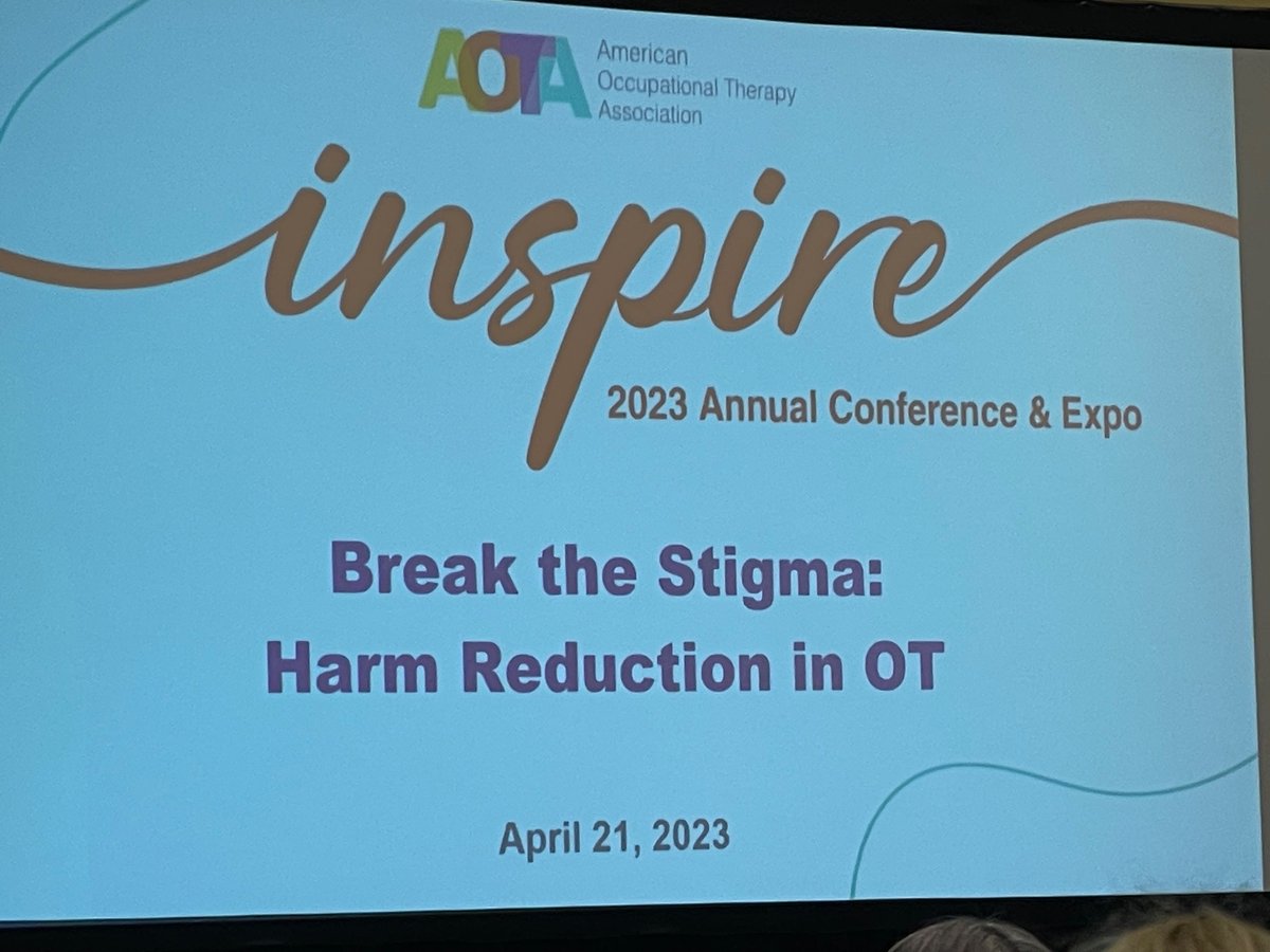 skye_barbic's tweet photo. So very excited that #AOTAInspire2023 have such important space to discuss #hamreduction and the role of #OccupationalTherapy https://t.co/1oOuNi3VEO
