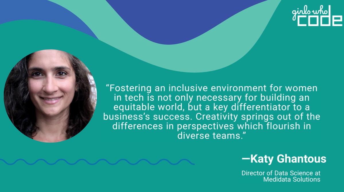 'Fostering an inclusive environment for women in tech is not only necessary for building an equitable world, but a key differentiator to a business's success.'

 We love this gem from Katy Ghantous, Director of Data Science at @Medidata. #TalkingTech