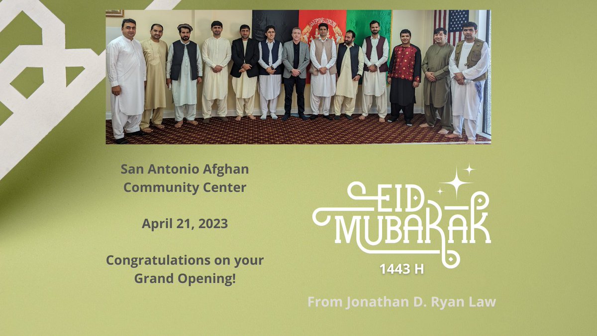 jonathandryan's tweet image. Eid Mubarak to our friends in the San Antonio Muslim community &amp;amp; around the world! Thanks to the Afghan Community for the invitation to celebrate. We stand with all Afghans to help protect each individual &amp;amp; organize support for the #AfghanAdjustmentAct. #PathToCitizenship