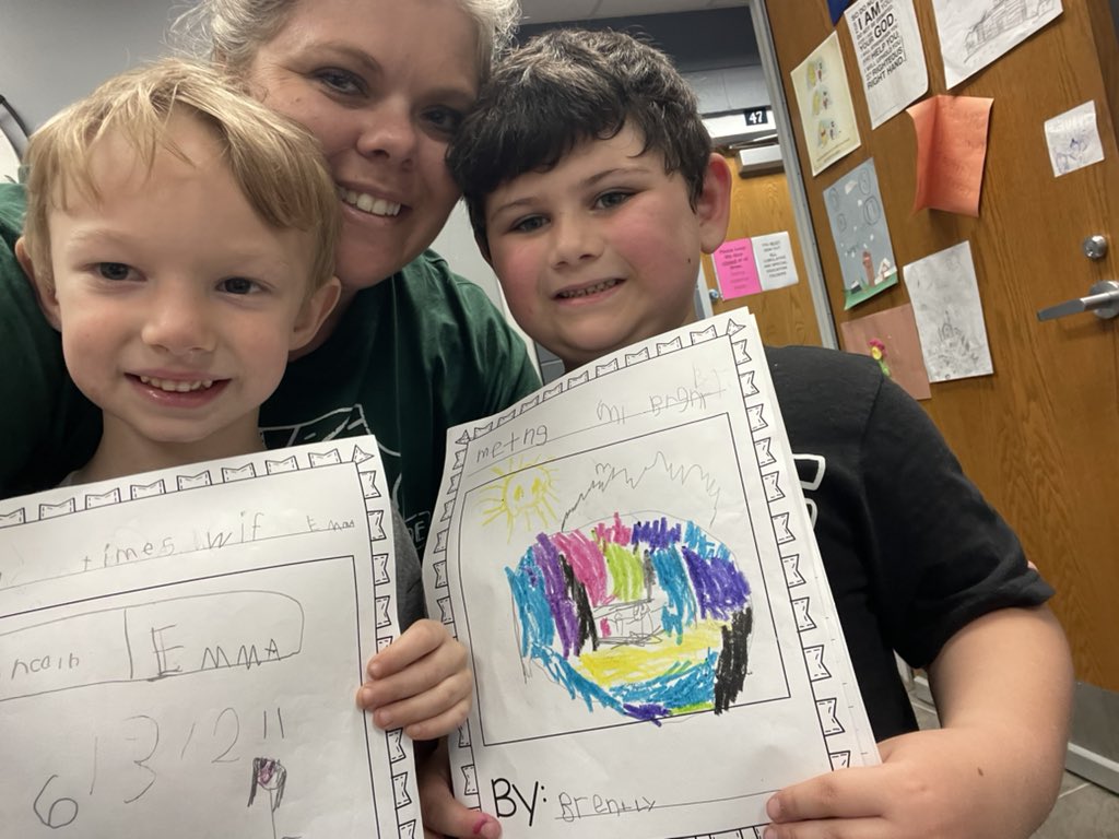 RockfieldE's tweet photo. Two great Kindergarten leaders reading their books to me!  Amazing Raider Leaders! https://t.co/eMkjh9HefB