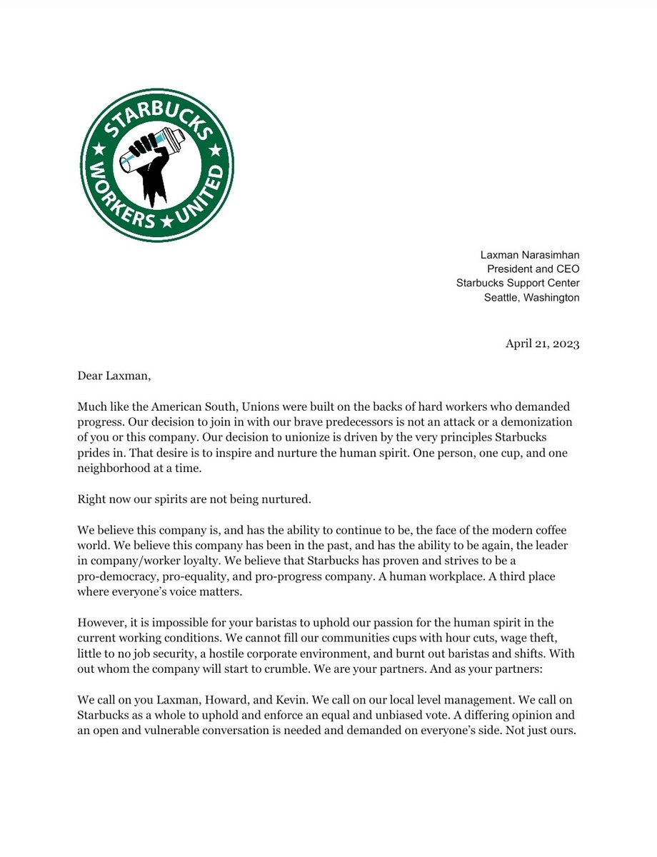 Southern Starbucks Workers United tweet media