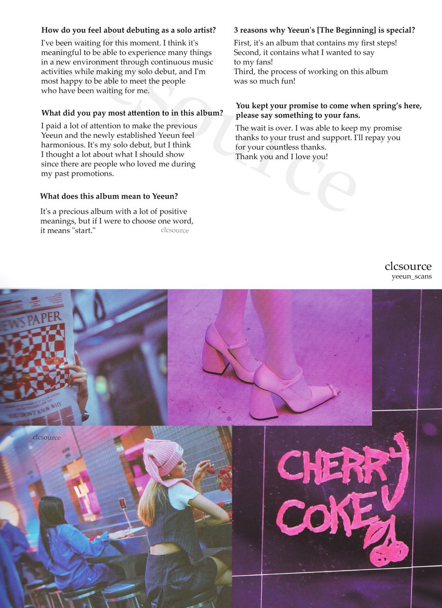 clcsource's tweet photo. [#YEEUN_SCANS] #The_Beginning 

Interview 01 (ENG TRANSLATION)

@superbellcom #yeeun #씨엘씨 #CLC #예은 #장예은 #JANGYEEUN #Cherry_Coke #체리콕 #CLC_SCANS https://t.co/xozYzXg3KC