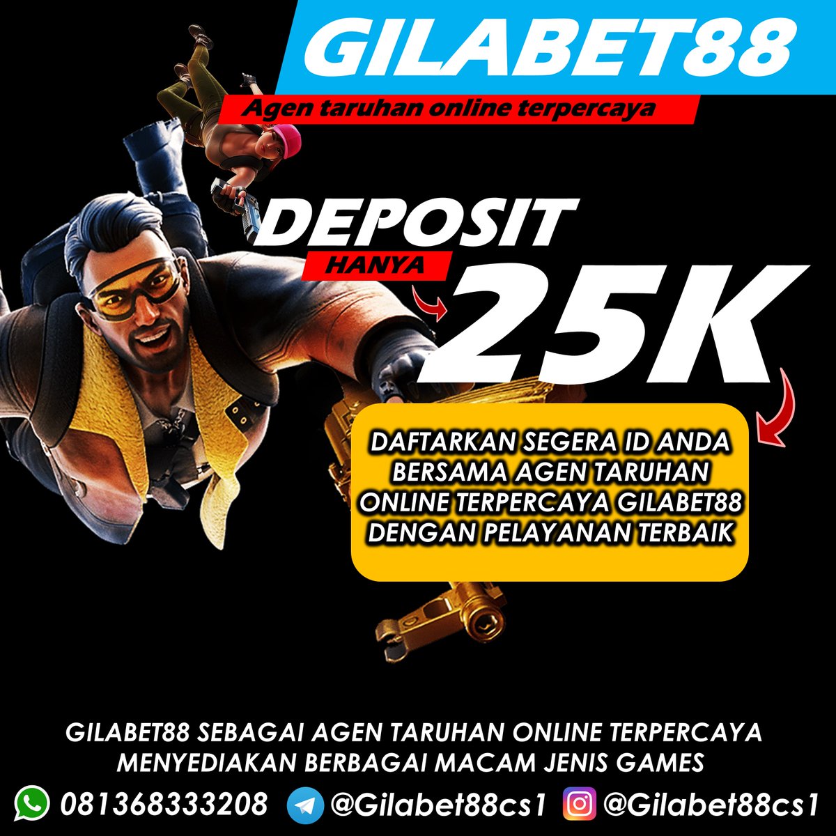 Piala2022's tweet photo. Kini dengan modal deposit 25k kamu bisa menikmati berbagai macam permainan bersama agen taruhan online GILABET88🔥🔥

👉 BONUS NEW MEMBER
👉 BONUS CASHBACK
👉 BONUS INVITE KAWAN

#pgsoft#slotpgsoftindonesia#slotjoker#joker123#taruhanbolaonline
#slotlive22#agentaruhanterpercaya https://t.co/CTMtYqaBej