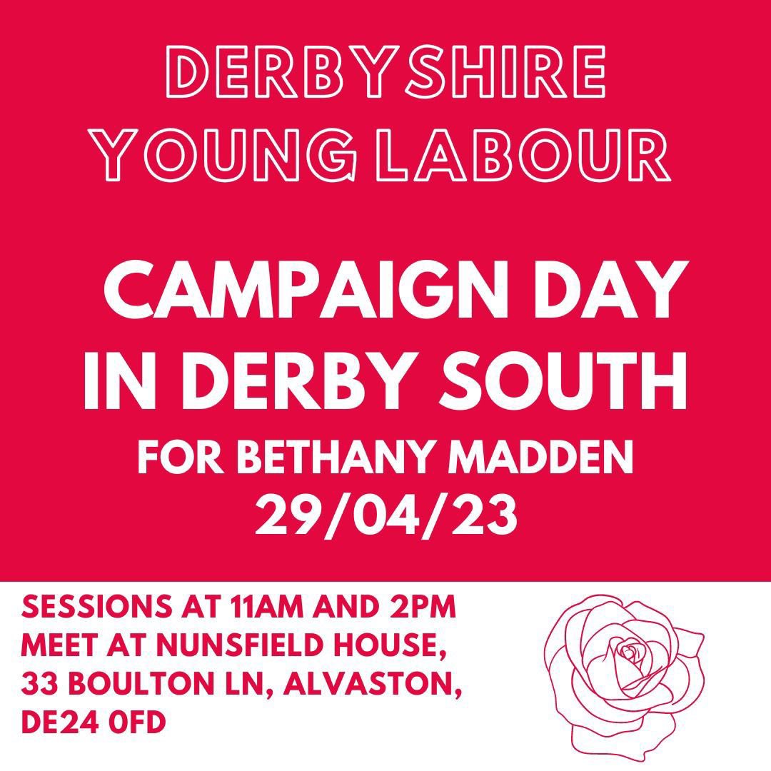derbyshireylab's tweet photo. Campaign day for the brilliant @Bethany_Madden1 on Saturday 29th in Derby, Reform only won the seat by 67 votes last time so it’s crucial we speak to as many people as possible. Drop us a message if you have any questions !! https://t.co/28M3rTjpor