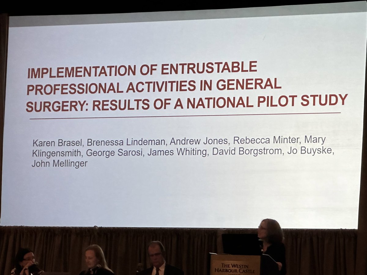 drdevirgilio's tweet photo. Great presentation by Dr Karen Brasel on EPAs in general surgery residency training #AmerSurg23 @kBraselDazzle @TsengJennifer @DissanaikeMD @TomVargheseJr @SWexner @AlexSchwed #SoMe4Surgery @juliomayol https://t.co/EneK6JU3wH