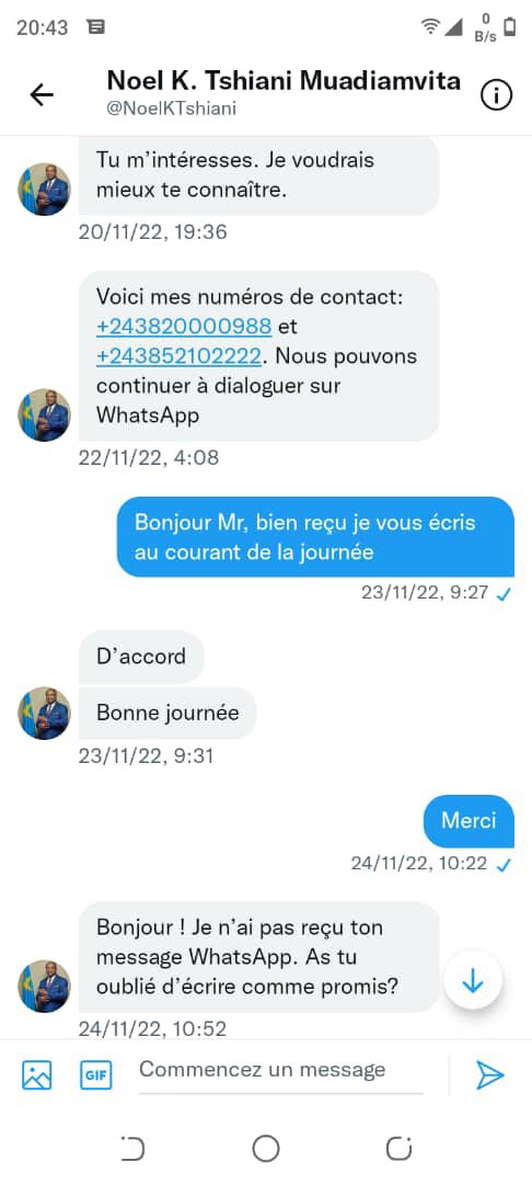 gisele_mulumba's tweet photo. #RDC 🚨🚨🚨🔥🔥🔥🔥 Même mode opératoire !

Cette loi est devenue un truc qu’il utilise pour attraper sa proie ! 

C’est ça son plan Marchal!

Capture 1/227 .

@kajabika_r  une autre victime ! https://t.co/5OFFf2jptD