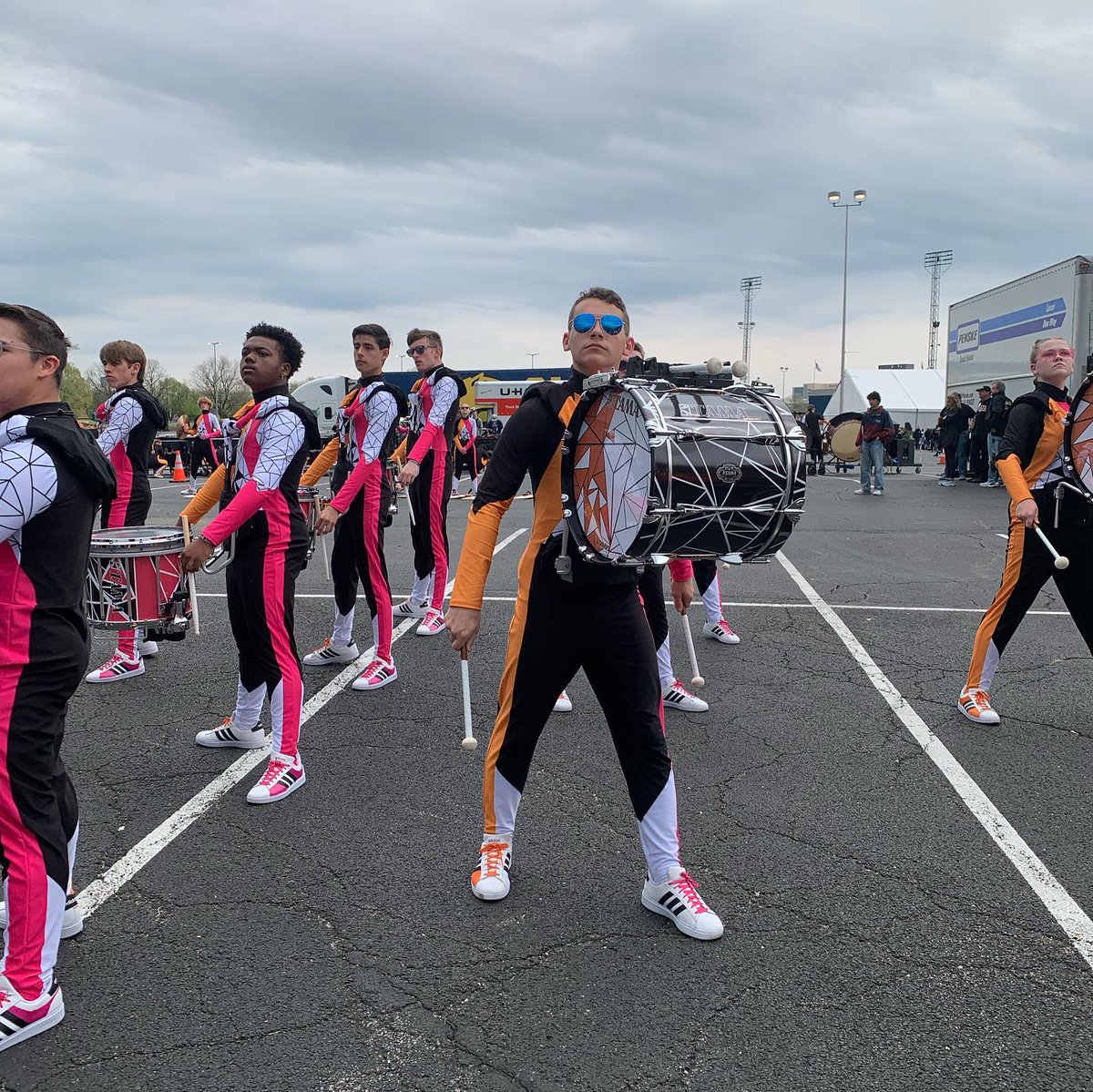 TAMAofficial's tweet image. Avon HS in the lot at WGI World Championships. @avon_battery @avonhsbands @wgipercussion #Tama #drumline #wgipercussion #wgi2023
