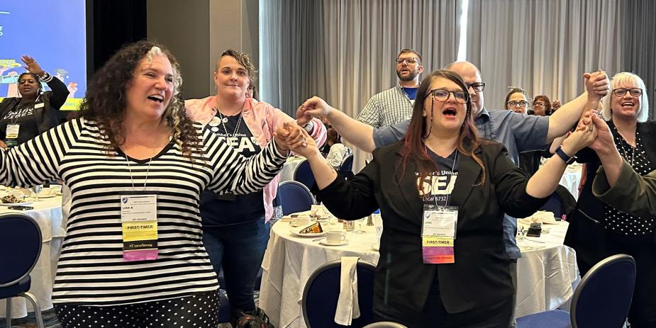 PSRP_AFT's tweet photo. They were quiet at first. But by the end of this year’s PSRP conference, the 139 first-time attendees had made themselves known as the future of @AFTunion PSRP! https://t.co/hdgCdY2uFI #PSRPStrong #UnionProud https://t.co/VLJU385k4t