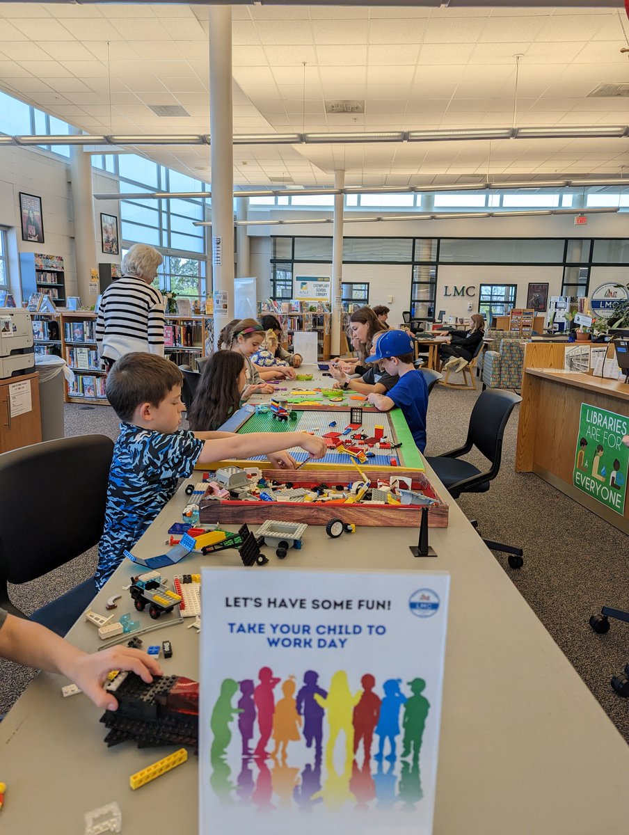 MonicaTolva's tweet photo. π A crop of future readers and makers (and maybe Cougars?) came today for #BringYourChildToWorkDay. We had such fun sharing our LMC's #VHMakeIt activities with them. @District128 @D128Union @DebbieBeagleEdD https://t.co/Md7JTJ2uK0